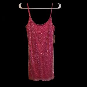 Grass Collection Womens Pink Sequin Mini Dress Prom Cocktail Party Sleeveless